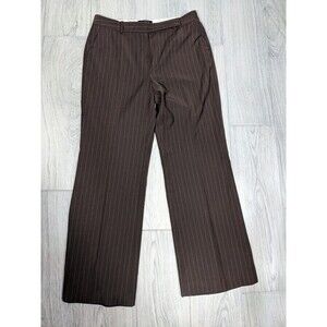 Talbots Heritage Wool Blend Dress Pant 122 Women 10 Brown White Striped Wide Leg